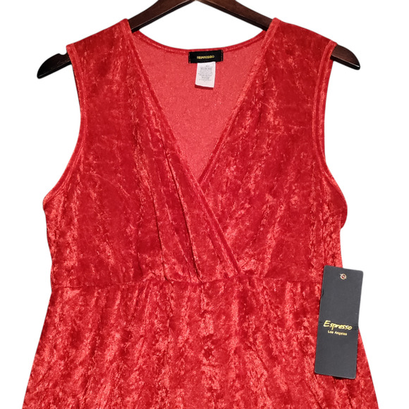 Espresso Womens Red Velour Dress Size Large Sleeveless V-Neck Mermaid Valentines - Picture 2 of 12